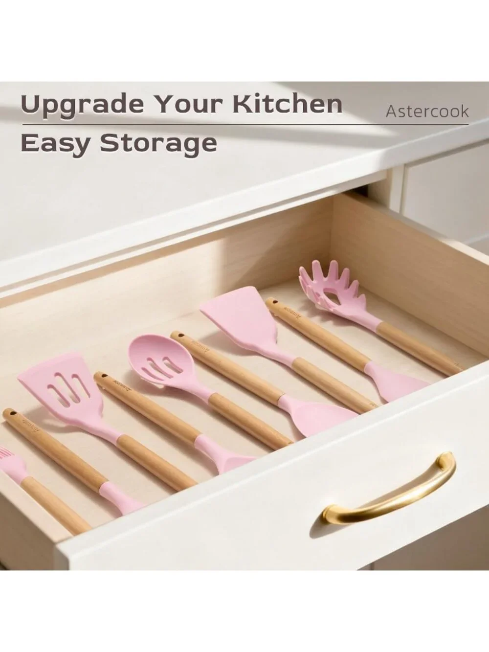 39 PCS Silicone Cooking Utensils Set with Wooden Handles, Heat Resistant & BPA